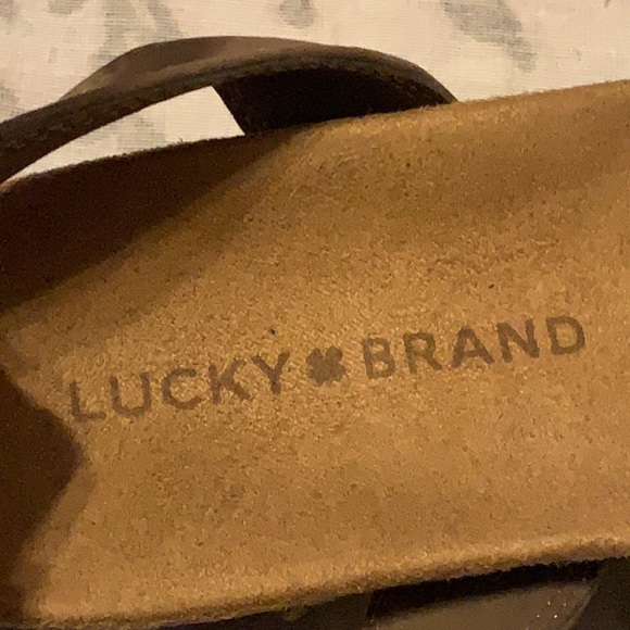 Lucky Brand Kanoa Brown Suede Leather Ankle Strap Wedge Sandals Sz 6.5 - Picture 4 of 8